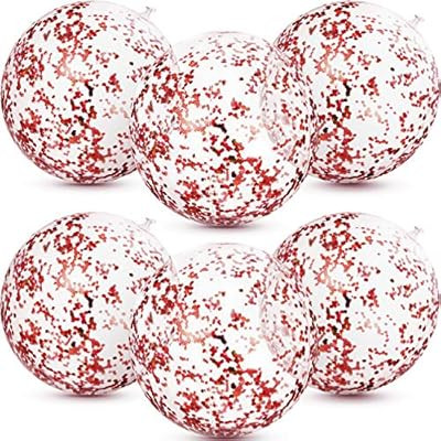 6 Pieces Inflatable Glitter Beach Ball Confetti Beach Balls Transparent Swimming Pool Party Ball ... | Amazon (US)