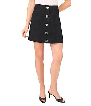 CeCe Tweed Button Front A-Line Coordinating Mini Skirt - 6 | Dillard's