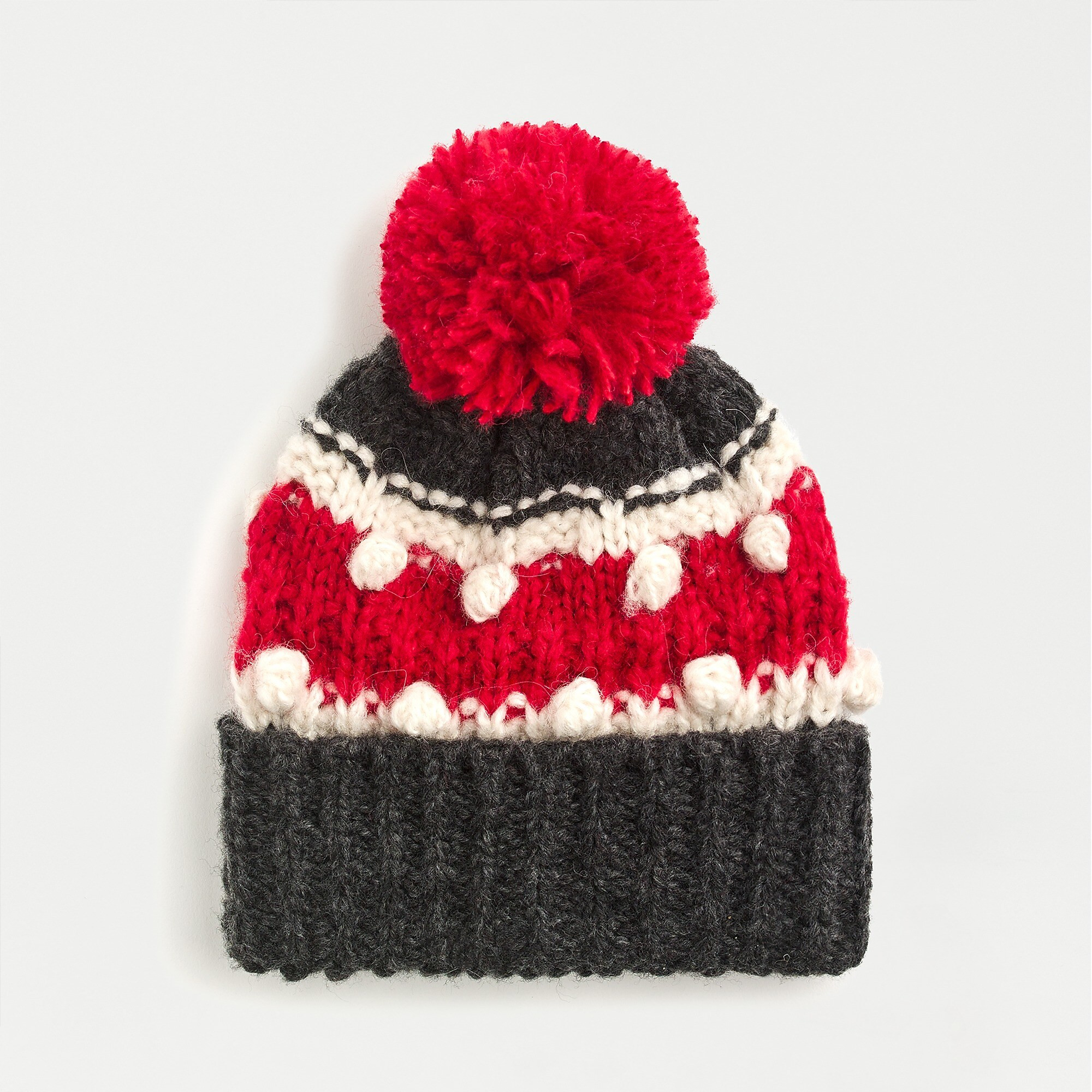 Chunky knit bobble beanie in stripe | J. Crew US