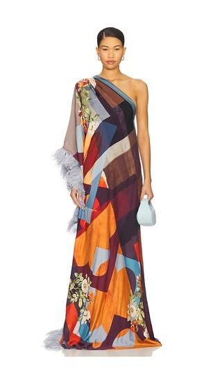 x REVOLVE Asymmetric Kaftan Dress in Optical Flora Print | Revolve Clothing (Global)