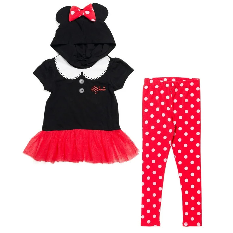 Disney Minnie Mouse Toddler Girls Cosplay T-Shirt Dress and Leggings Toddler to Big Kid | Walmart (US)