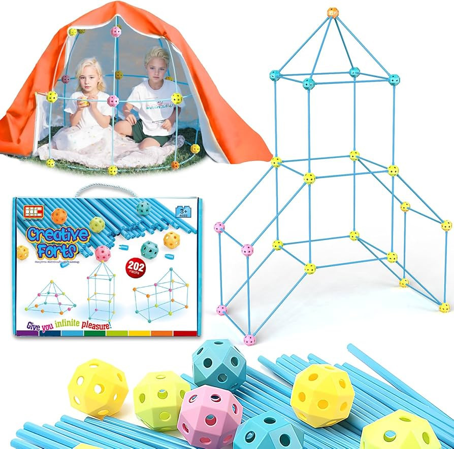 Kids Fort Building Kit, 202 Pcs STEM Construction Toys, Educational Gift for Boys & Girls Ages 4-... | Amazon (US)