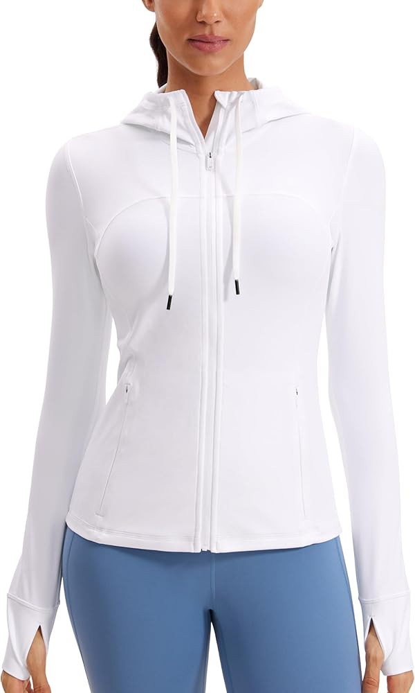 CRZ YOGA Butterluxe Womens Hooded Workout Jacket Athletic Running Zip Up with Back Mesh Vent and ... | Amazon (US)