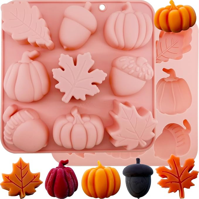 2Pcs 3D Pumpkin Silicone Mold Fall Silicone Mold Halloween Thanksgiving Candy Mold Autumn Maple L... | Amazon (US)