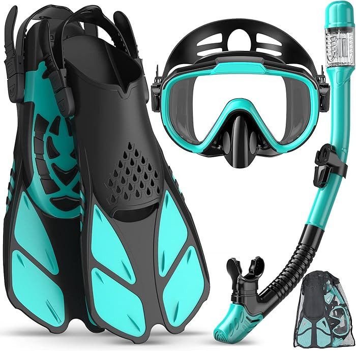 Snorkeling Gear for Adults Men Women,4 in 1 Snorkel Set with Panoramic View Diving Mask Anti-Fog ... | Amazon (US)