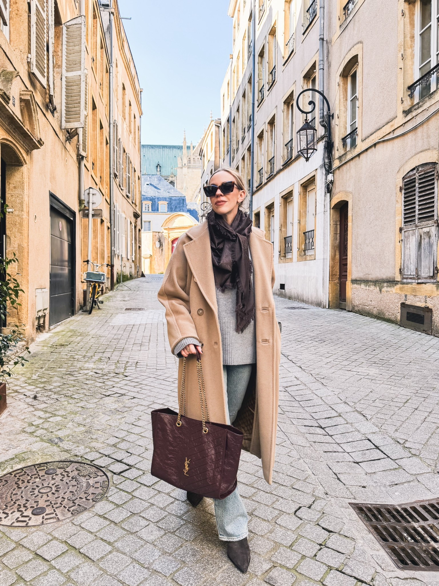 European vacation, camel coat, brown YSL scarf, @Levi's bootcut jeans, burgundy YSL tote bag 

#LTKTravel #LTKOver40 #LTKSeasonal