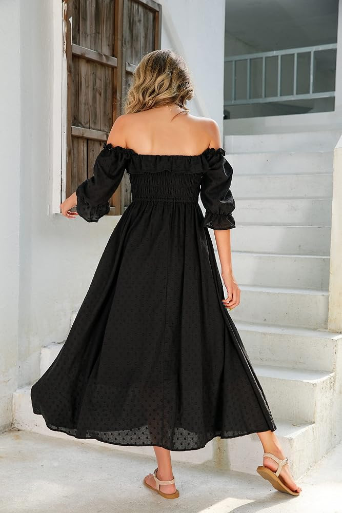 R.Vivimos Women Summer Half Sleeve Cotton Ruffled Vintage Elegant Backless A Line Flowy Long Dres... | Amazon (US)
