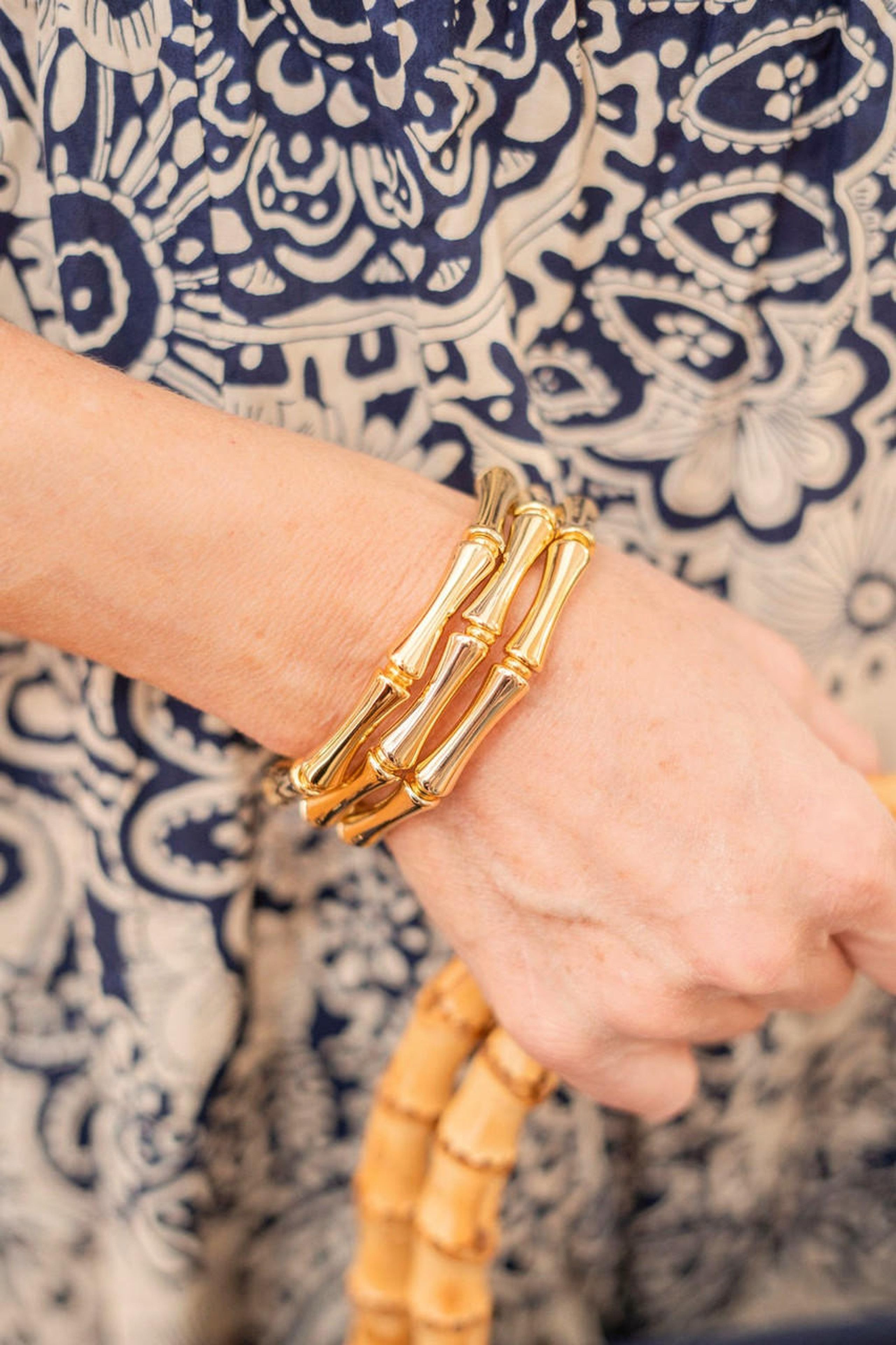Lucy - 3 Gold Bracelet Stack - Bamboo Acrylic | Lisi Lerch Inc