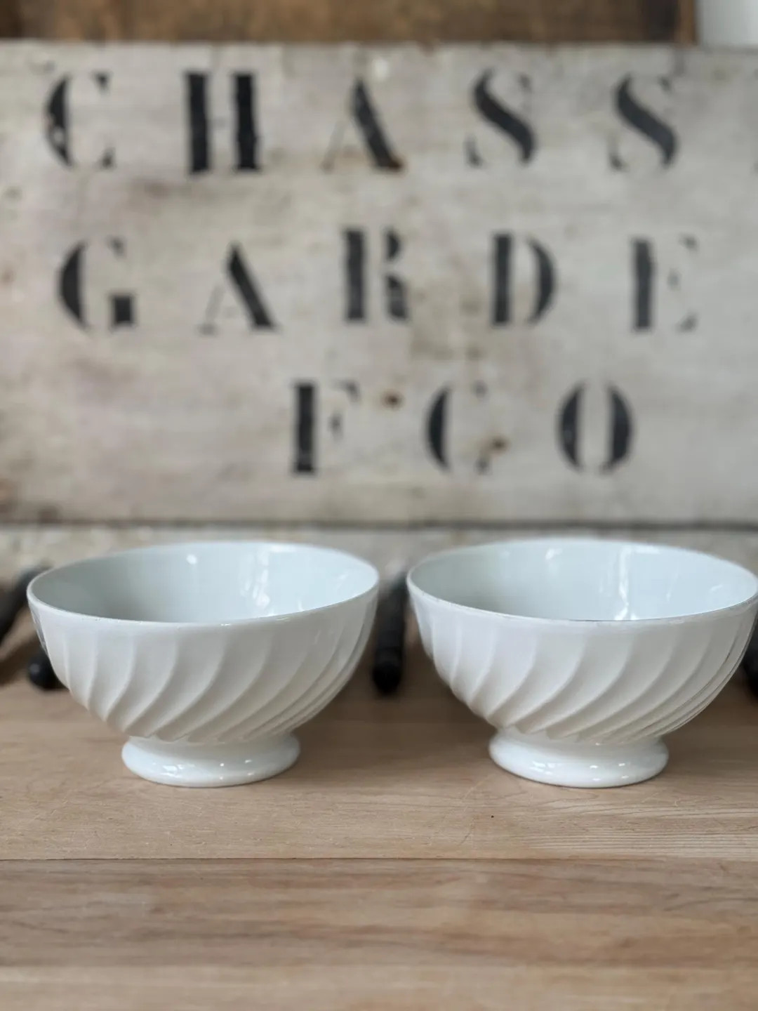 Vintage French Cafe Au Lait Bowls Vintage White Cafe Au Lait Bowls Vintage French Porcelain Bowls... | Etsy (US)