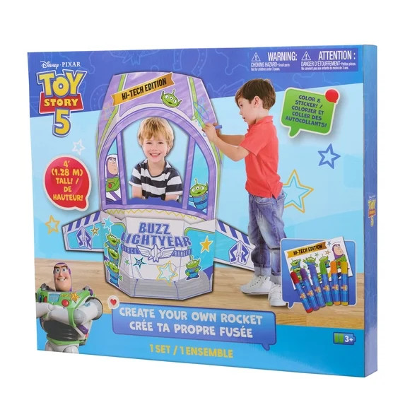Disney and Pixar Toy Story 5 Rocket Ship Playset Cardboard Spaceship Craft Kit, Color Your Own Ac... | Walmart (US)