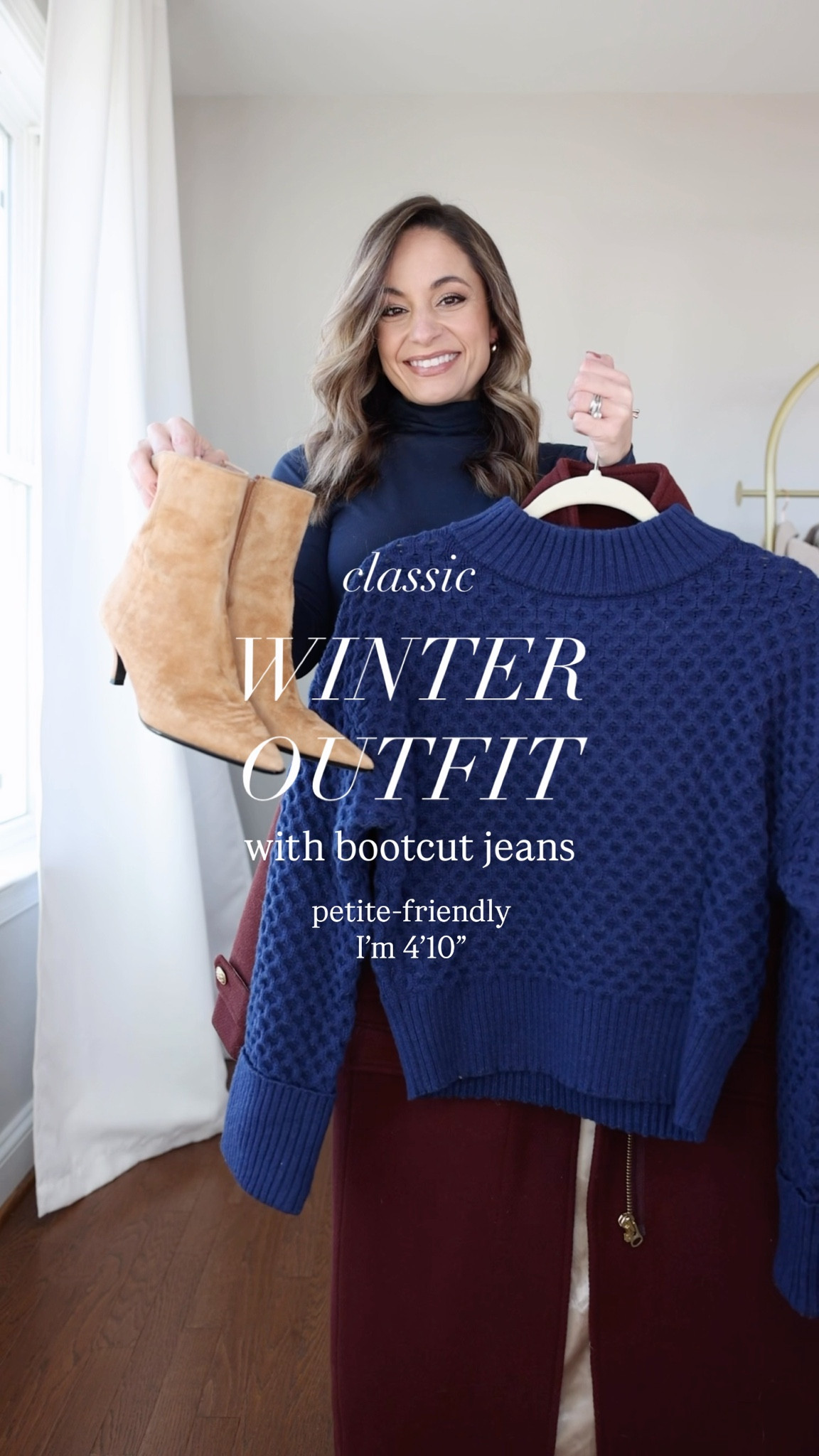 A classic winter outfit with bootcut jeans! 

40% off everything at J.Crew! 

Jeans: petite 24 - tts, stretch denim. 10.25” rise, 29.5” inseam. I find these jeans to shrink in the wash in length and fit. 
Turtleneck: xxs 
Sweater: xxs
Coat: petite 00 
Boots: tts 

My measurements for reference: I’m 4’10” and 105lbs. My bust, waist, and hip measurement is 32”, 24”, and 36”.

#LTKCyberWeek #LTKSeasonal #LTKPetite