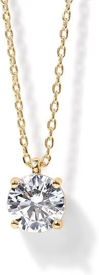 PAVOI 14K Gold Plated Cubic Zirconia Diamond Pendant Necklace for Women | Adjustable Slider | Amazon (US)