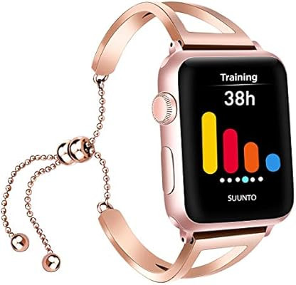 iGK Compatible with Apple Watch Band 38mm 40mm 42mm 44mm, Jewelry Bangle Cuff Adjustable Stainles... | Amazon (US)