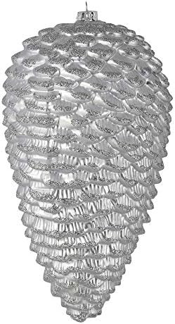 Vickerman 7" Silver Matte Glitter Pinecone Christmas Ornament, 4 per Pack | Amazon (US)