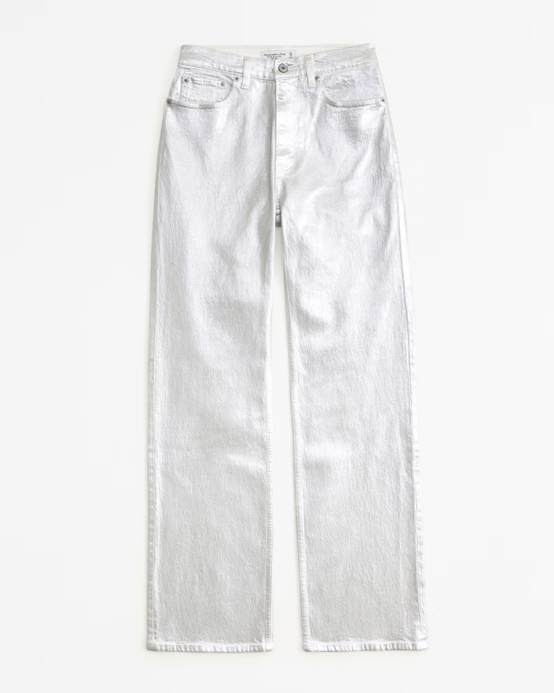 Abercrombie & Fitch Women's High Rise 90s Relaxed Jean in Silver - Size 30 LONG | Abercrombie & Fitch (US)