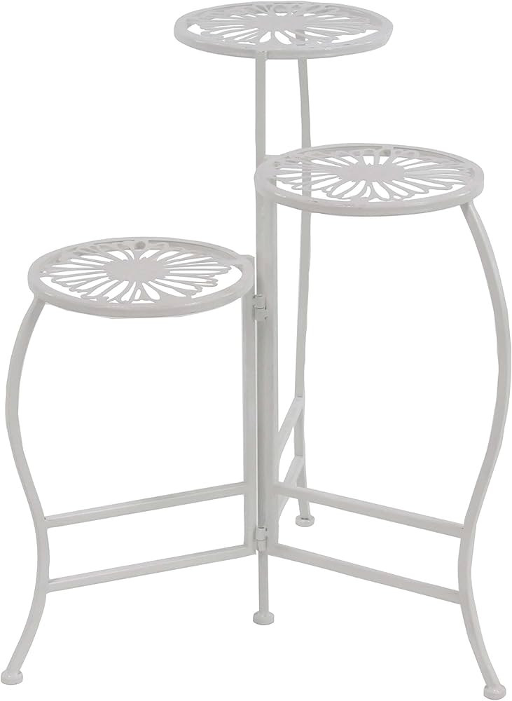 Deco 79 Metal Floral Indoor Outdoor Plantstand Indoor Outdoor 3 Tier Plant Shelf, Plant Stand 21"... | Amazon (US)