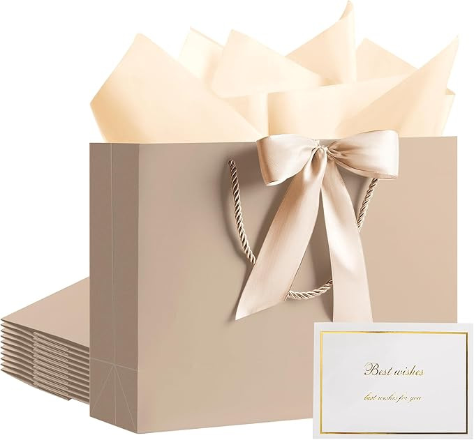 PASEOTA 12.6" Gift Bags Bulk, 10 Pcs Gift Bags with 20 Tissue Paper 10 Greeting Cards, Luxury Bag... | Amazon (US)