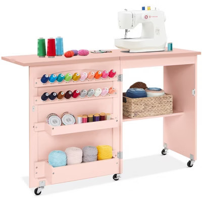 Best Choice Products Sewing Machine Table & Desk w/ Craft Storage and Trays - Pink | Target