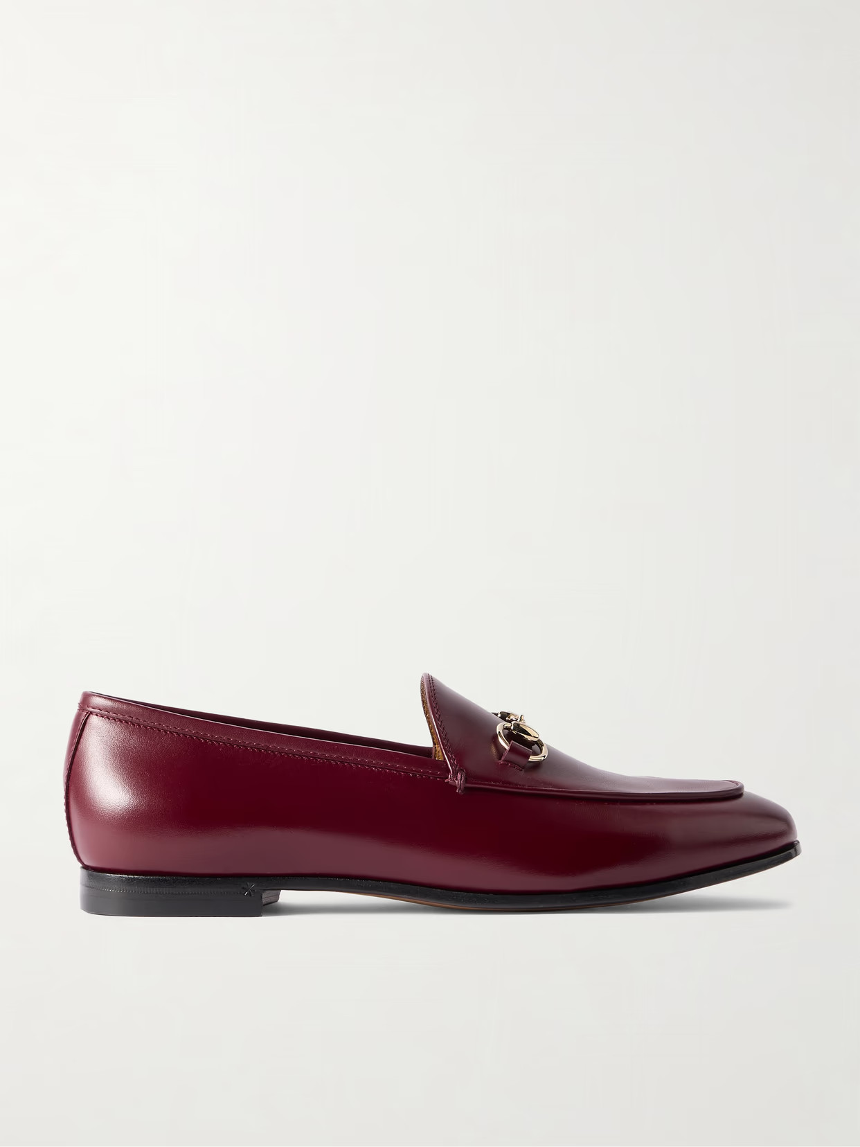 Gucci - Jordaan Horsebit-detailed Leather Loafers - Burgundy | NET-A-PORTER (US)