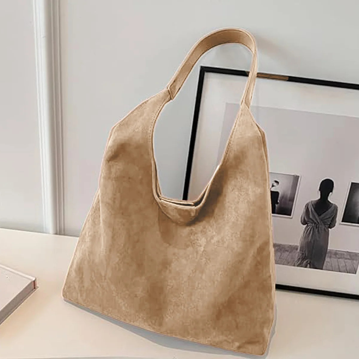 Backpack Tote Bags For Women Work Bags Suede Slouchy Bag Handbag Office Tote Handbag Brown Suede ... | Wayfair North America