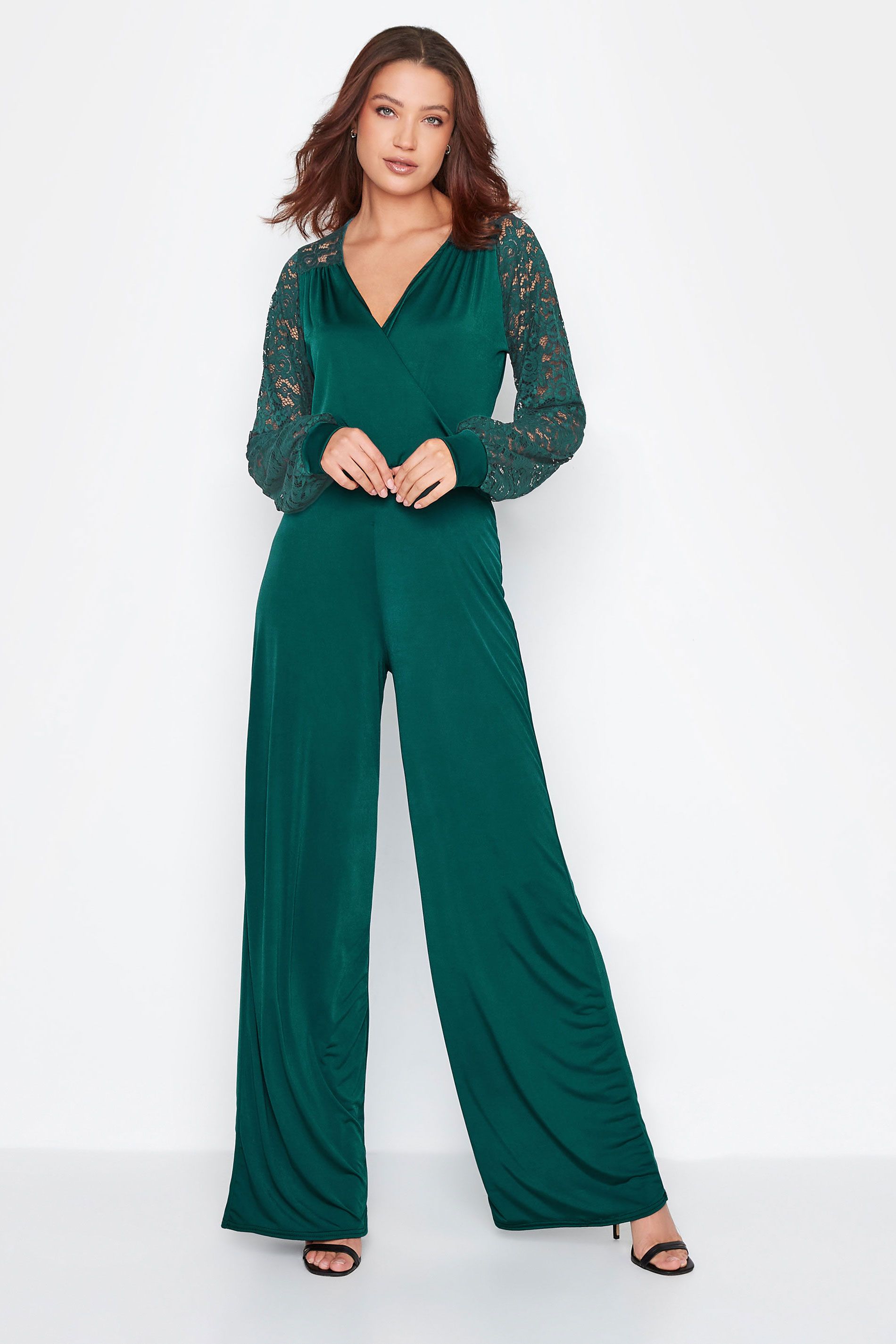 LTS Tall Forest Green Lace Back Stretch Jumpsuit | Long Tall Sally