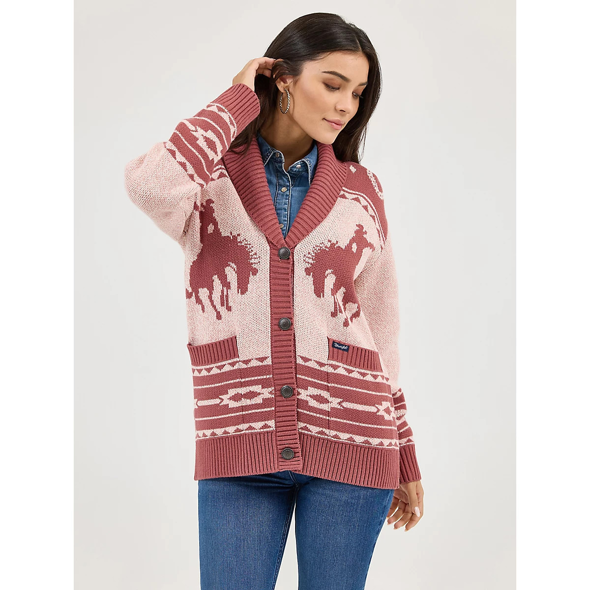 Women's Wrangler Retro® Western Cardigan in Pink | Wrangler