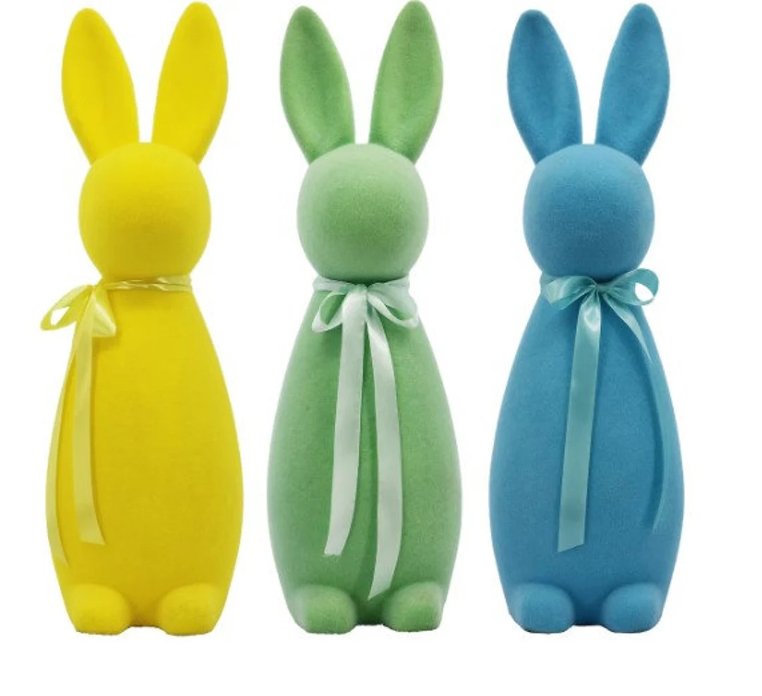 16 Flocked Bunny, Flocked Bunny, Easter Rabbit, Wreath Attachment, Easter Decor, Easter Decoratio... | Etsy (US)