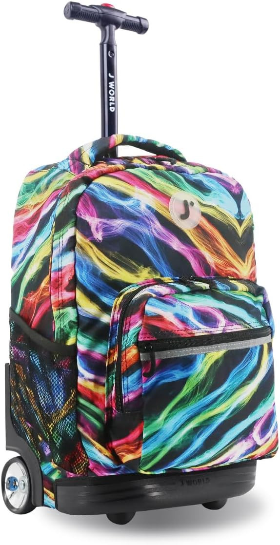 J World New York Sunrise Kids Rolling Backpack for Girls Boys Teen. Roller Bookbag with Wheels, Q... | Amazon (US)