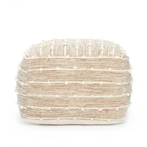 Penelope 22" x 22" x 16" Brown & Ivory Pouf - Walmart.com | Walmart (US)