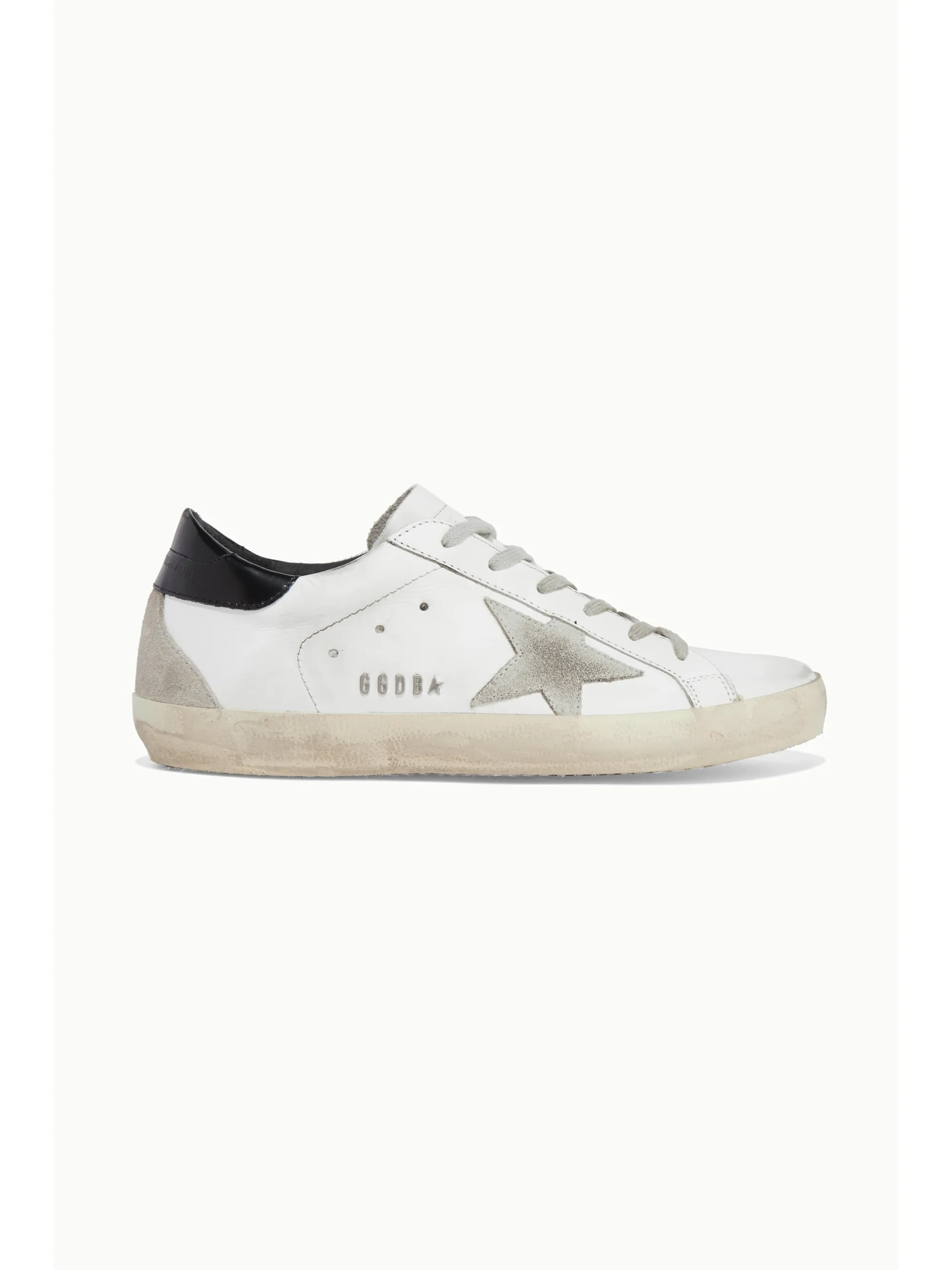 Superstar distressed leather and suede sneakers | NET-A-PORTER (US)