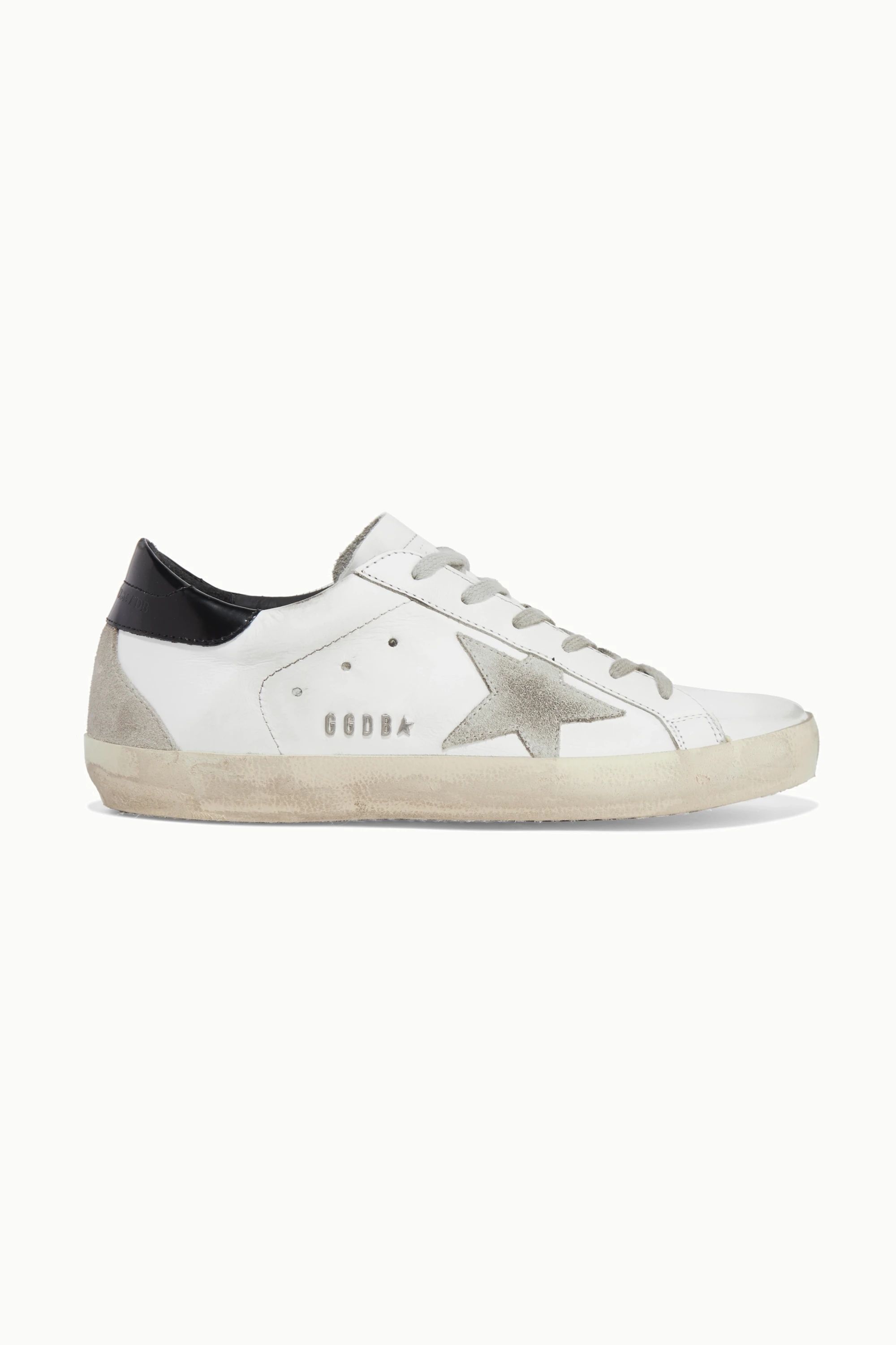 White Superstar distressed leather and suede sneakers  | Golden Goose | NET-A-PORTER | NET-A-PORTER (US)