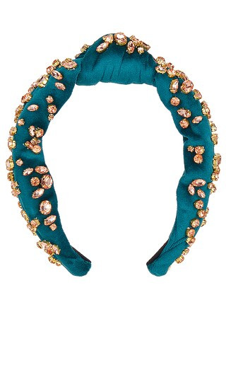 Mixed Crystal Velvet Knotted Headband in Peacock | Revolve Clothing (Global)