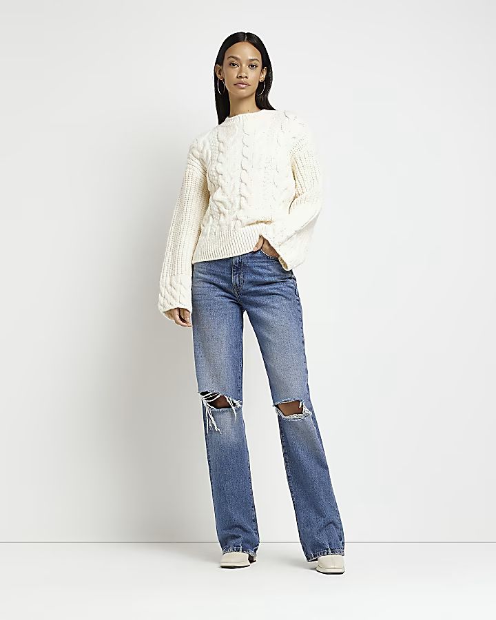 Cream cable knit jumper | River Island (UK & IE)