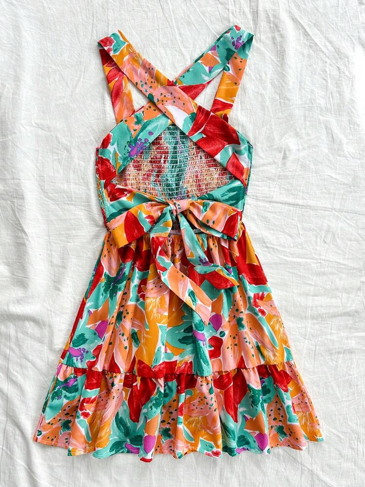Soleia Women's Holiday Style Printed Spaghetti Strap Dress | SHEIN