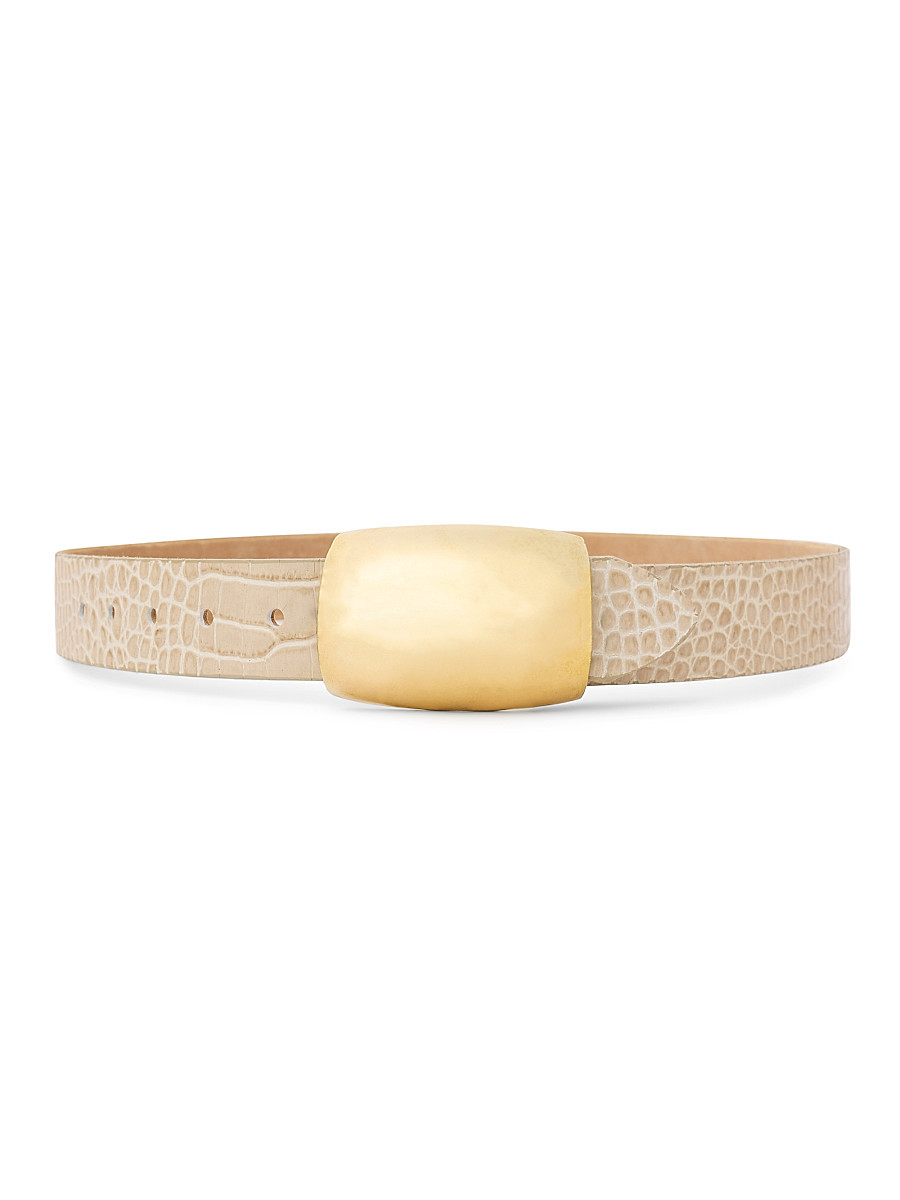 Women's Milou Croc-Embossed Leather Belt - Ivory And Gold - Size Medium | Saks Fifth Avenue