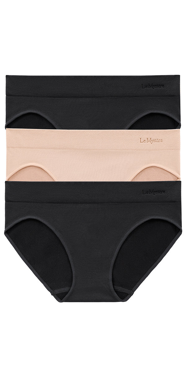 Seamless Comfort Bikini 3 Pack - Black Black Natural | Le Mystère