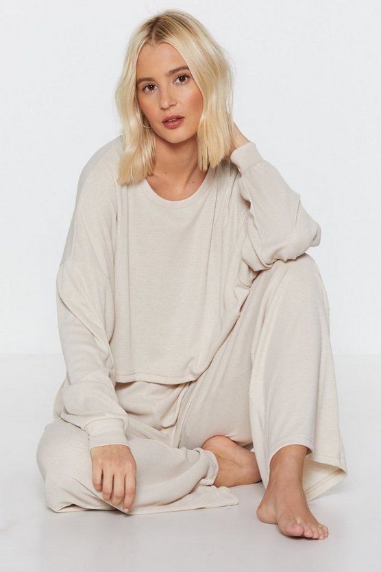 Ribbed Lounge Sweatshirt with Crew Neckline | NastyGal (US & CA)