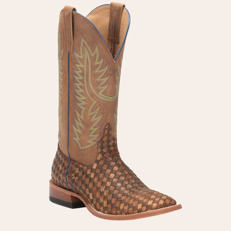 Anderson Bean Men's Horse Power Toast & Honey Woven Square Toe Boots | Cavender's