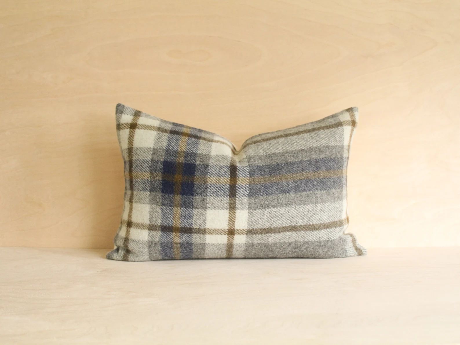 Raleigh Plaid Pillow Cover Blue and Gray Plaid Wool Pillow - Etsy | Etsy (US)