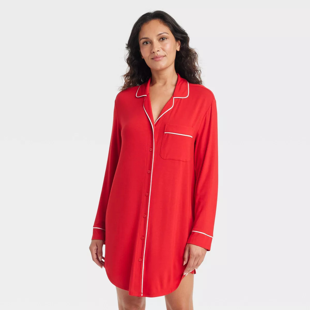 Women's Cloud Knit Notch Collar Long Sleeve NightGown - Auden™ | Target