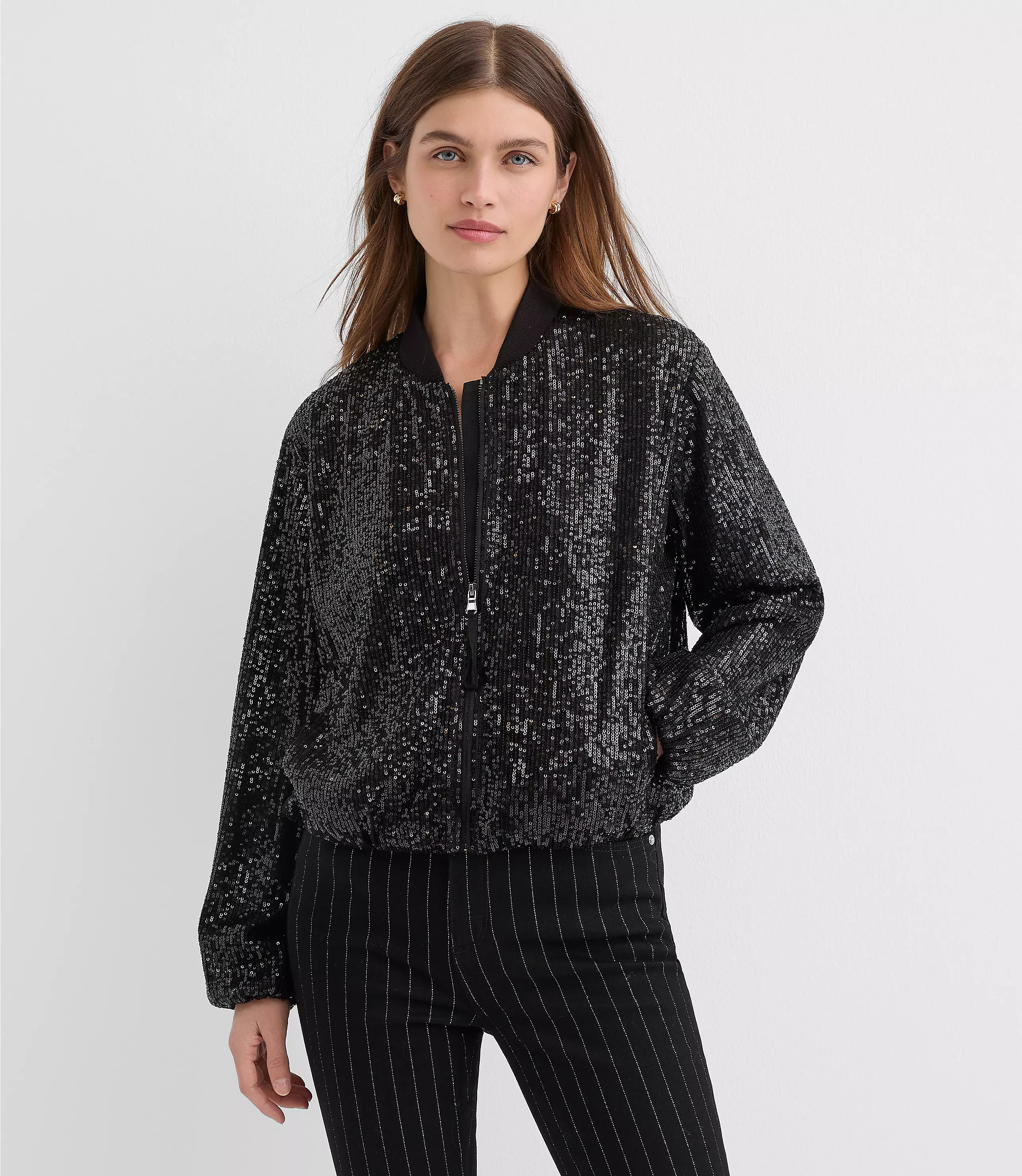Sequin Bomber Jacket | LOFT