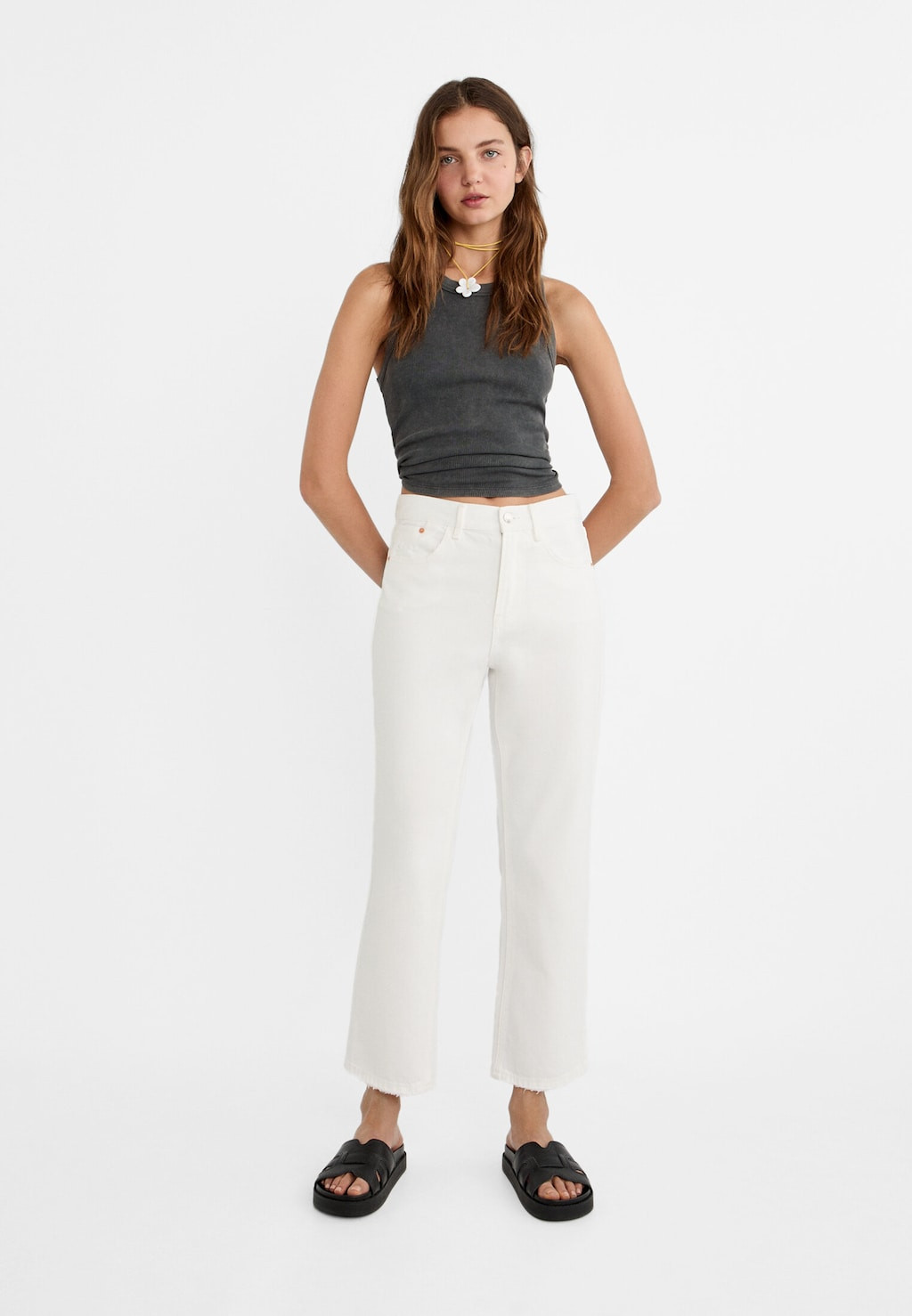 D96 cropped straight-fit jeans | Stradivarius (UK)