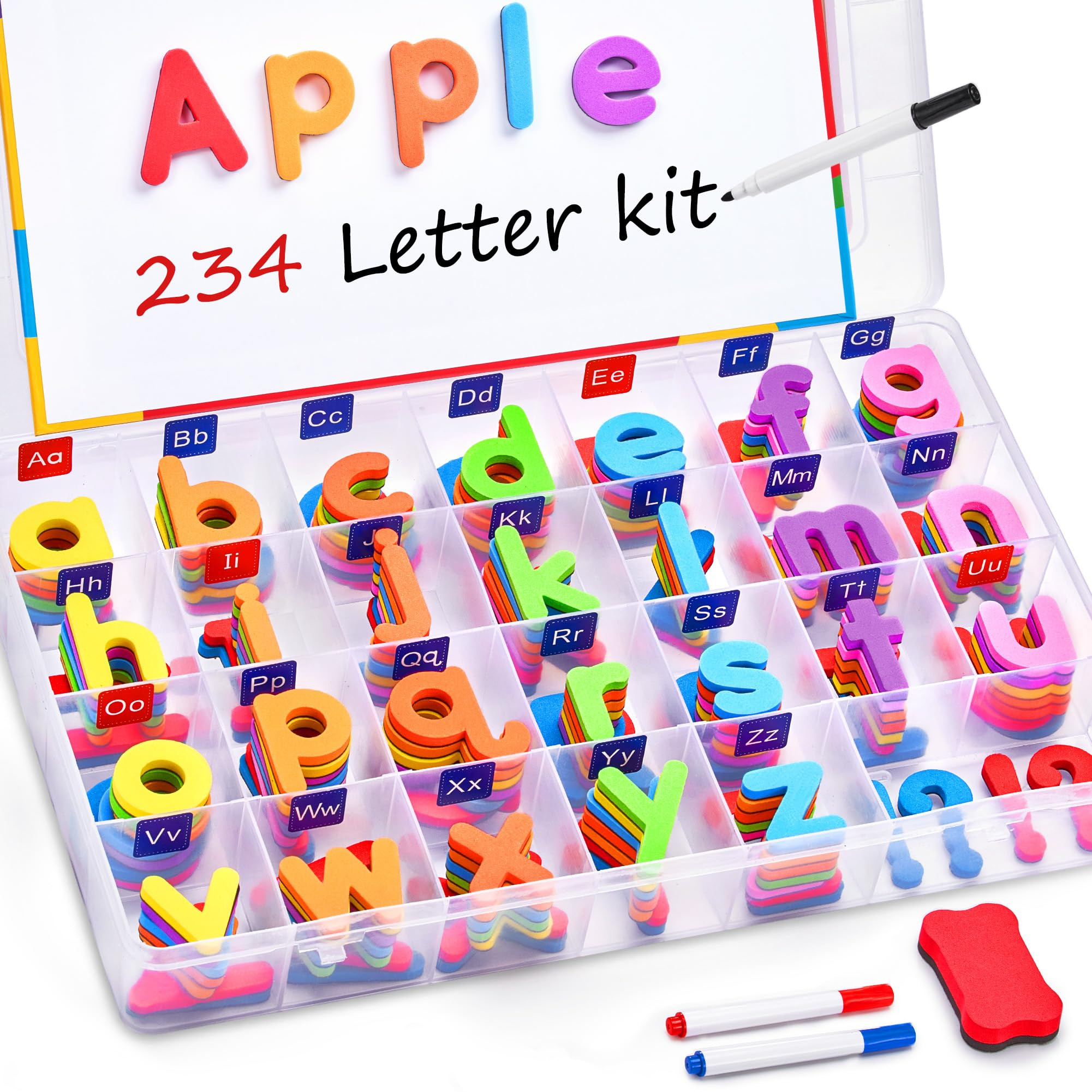 JoyCat Classroom Magnetic Letters Kit Colorful 234 Pcs with Double - Side Magnet Board - Foam Alp... | Amazon (US)