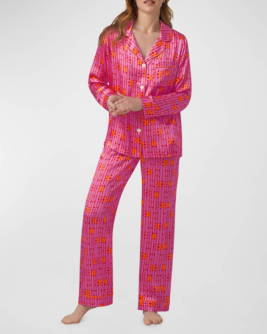 Trina Turk x Bedhead Pajamas Geometric-Print Silk Satin Pajama Set | Neiman Marcus