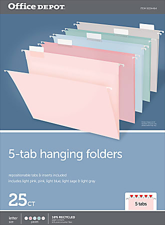 Office Depot Brand Hanging File Folders 15 Cut Letter Size Assorted Pastel Colors Pack Of 25 Fold... | Office Depot and OfficeMax 