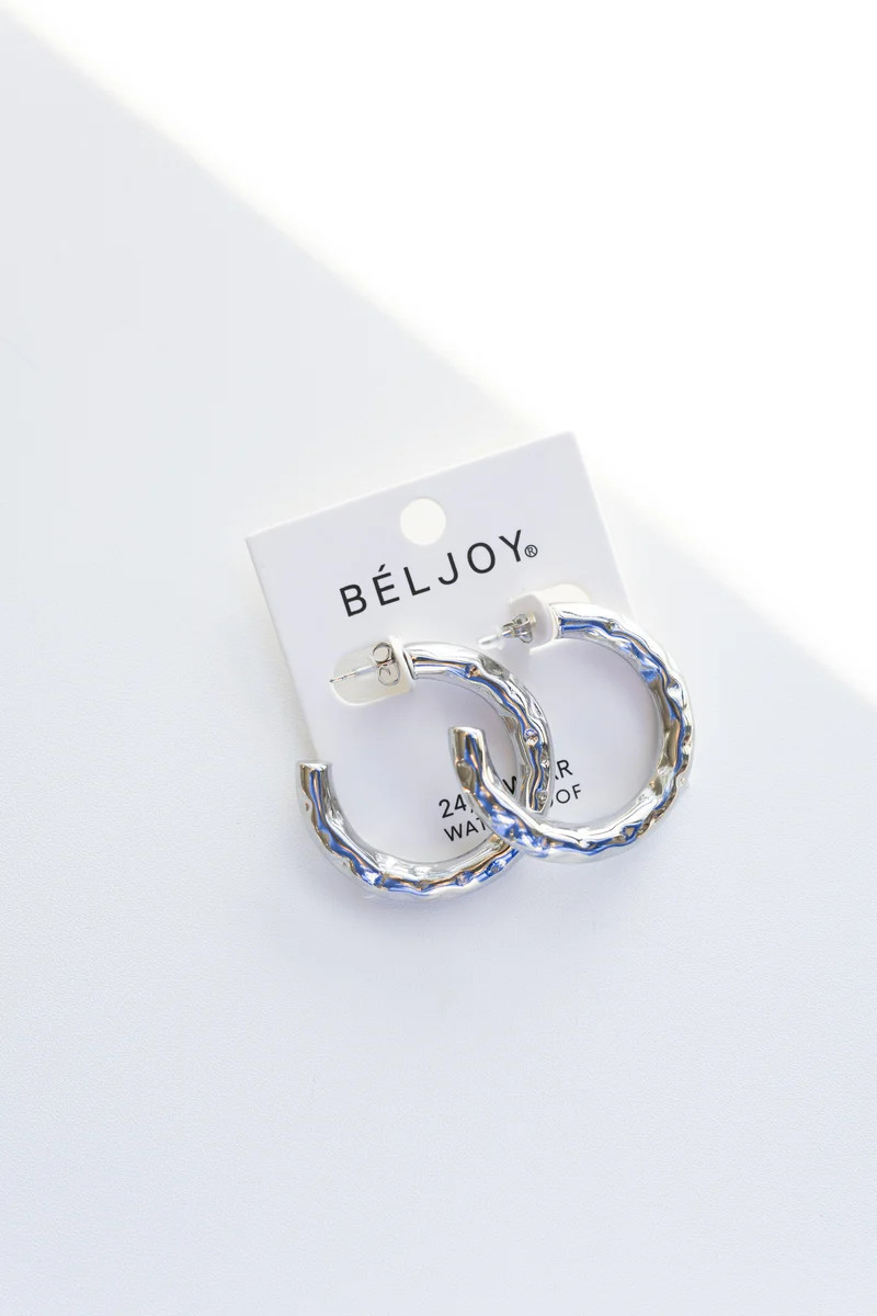 Elondo Hammered Medium Hoop Earrings - Beljoy Jewelry | BÉLJOY