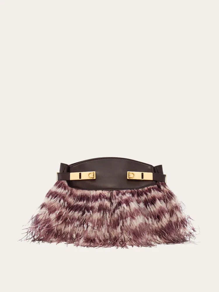 Hug soft crossbody bag with feathers (XS) | Ferragamo
