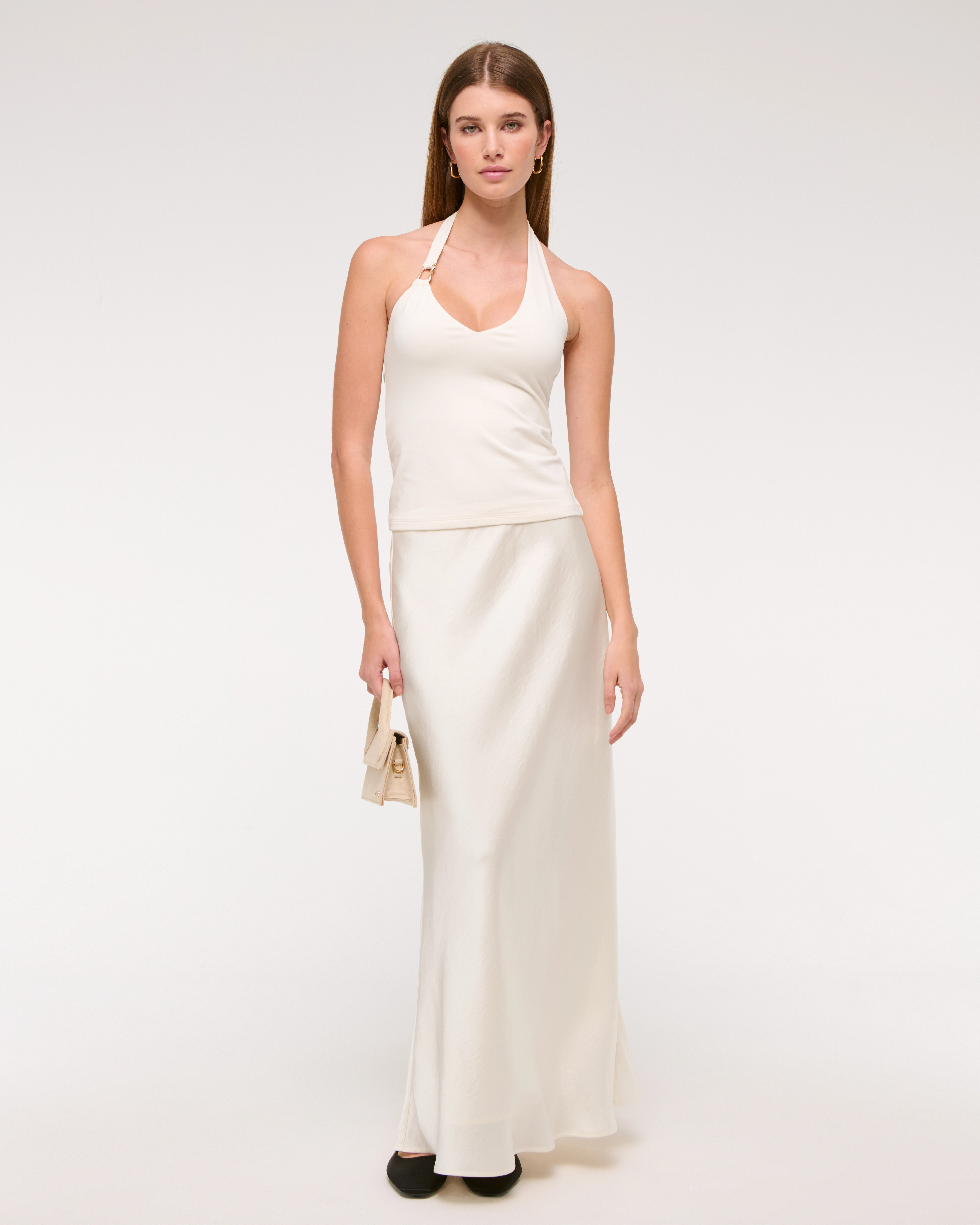 Mid Rise Satin Maxi Skirt | Abercrombie & Fitch (US)