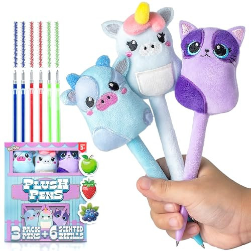 BUNMO Easter Basket Stuffers - Plush Cute Squishy Animal Pens w/Scented Glitter Ink Refills 3-Pack - Easter Basket Stuffers for Teens – Fun Writing, Doodling & Journaling for Kids & Teens | Amazon (US)