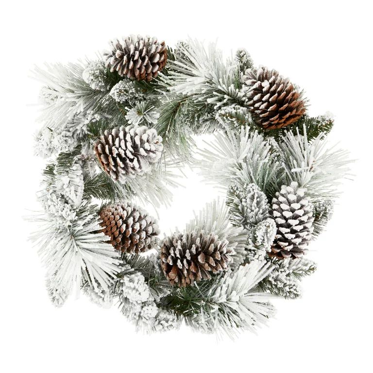 Flocked Colorado Artificial Christmas Wreath, 24 in x 24 in, by Holiday Time | Walmart (US)